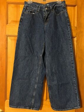 Old Navy Dark Blue Mid-Rise Baggy Wide Leg Jeans